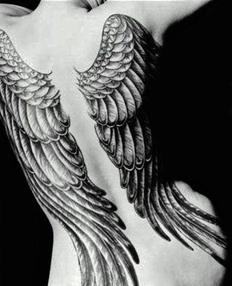 heart and wing tattoos. love heart angel wings.